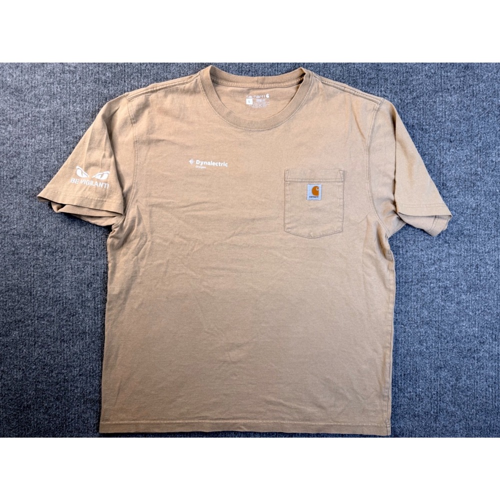 Carhartt Mens Large Tan Loose Fit Pocket T-Shirt Dynalectric Graphic Workwear L